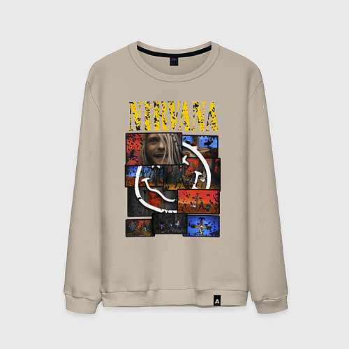 Мужской свитшот Nirvana heart box / Миндальный – фото 1