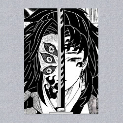 Свитшот хлопковый мужской Клинок рассекающий демонов Ериичи Цугикуни Кокушиб, цвет: меланж — фото 2