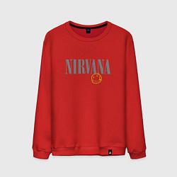 Свитшот хлопковый мужской Nirvana logo smile, цвет: красный