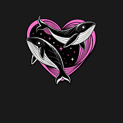 Свитшот хлопковый мужской Влюбленные киты и сердце, цвет: черный — фото 2