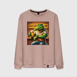 Мужской свитшот Крутой крокодил в пивном баре