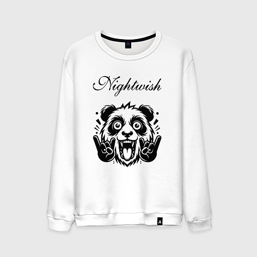 Мужской свитшот Nightwish - rock panda / Белый – фото 1
