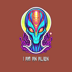 Свитшот хлопковый мужской I am an alien, цвет: кирпичный — фото 2