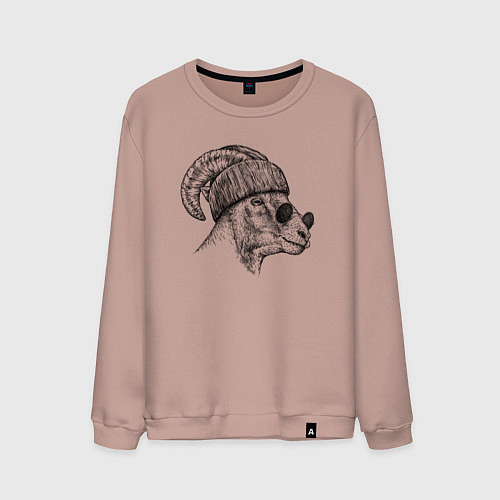 Мужской свитшот Барашек в шапке и очках / Пыльно-розовый – фото 1