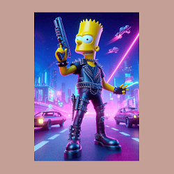 Свитшот хлопковый мужской Cyber Bart - neon glow ai art, цвет: пыльно-розовый — фото 2