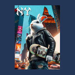 Свитшот хлопковый мужской Cool hare with a skateboard - ai art, цвет: тёмно-синий — фото 2