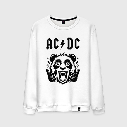 Мужской свитшот AC DC - rock panda / Белый – фото 1