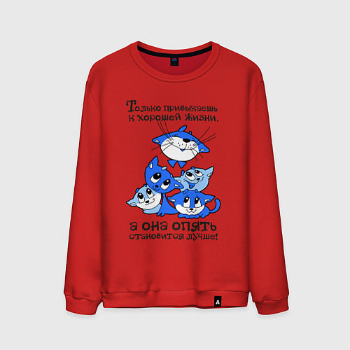 Мужской свитшот Только привыкаешь к хорошей жизни / Красный – фото 1