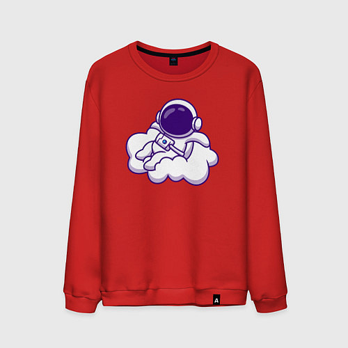 Мужской свитшот Космонавт на облачке / Красный – фото 1