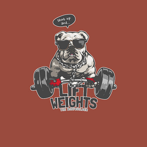 Мужской свитшот Пес - бодибилдер / Кирпичный – фото 3