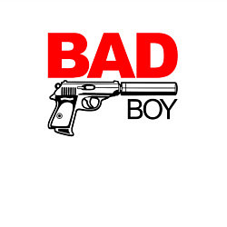 Свитшот хлопковый мужской Bad boy with gun, цвет: белый — фото 2
