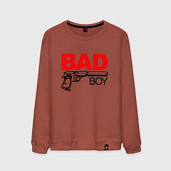 Свитшот хлопковый мужской Bad boy with gun, цвет: кирпичный