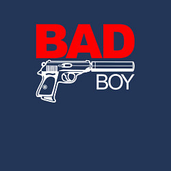 Свитшот хлопковый мужской Bad boy - with gun, цвет: тёмно-синий — фото 2