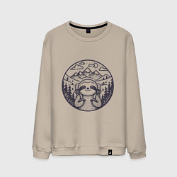 Свитшот хлопковый мужской Ленивец турист с рюкзаком, цвет: миндальный