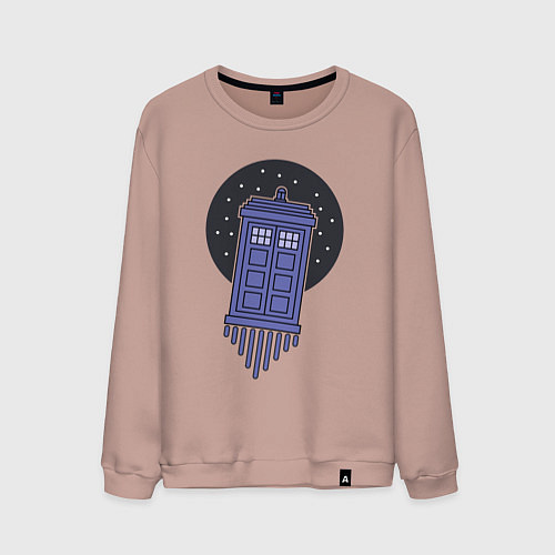 Мужской свитшот Tardis fly / Пыльно-розовый – фото 1