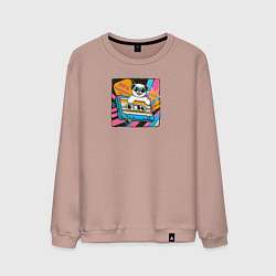 Свитшот хлопковый мужской Ретро собака в стиле 80х, цвет: пыльно-розовый