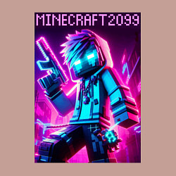Свитшот хлопковый мужской Neon Minecraft - ai art, цвет: пыльно-розовый — фото 2