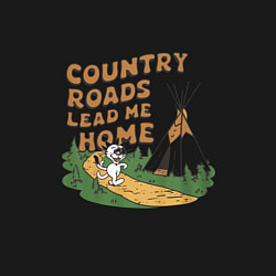 Свитшот хлопковый мужской Country roads lead me home, цвет: черный — фото 2