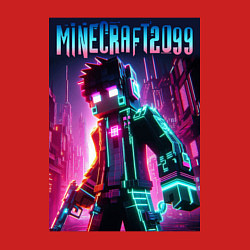 Свитшот хлопковый мужской Minecraft - ai art fantasy neon, цвет: красный — фото 2