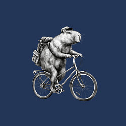 Свитшот хлопковый мужской Капибара на велосипеде в черном цвете, цвет: тёмно-синий — фото 2