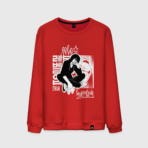 Мужской свитшот Поднятие уровня в одиночку Граффити / Красный – фото 1
