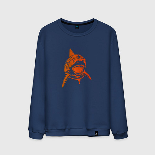 Мужской свитшот Оранжевая акула / Тёмно-синий – фото 1