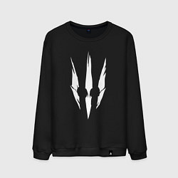 Свитшот хлопковый мужской Белый логотип дикой охоты из игры Ведьмак 3, цвет: черный