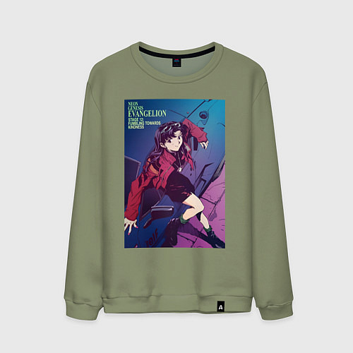 Мужской свитшот Евангелион Мисато Кацураги / Авокадо – фото 1