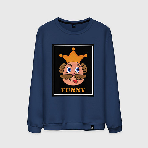 Мужской свитшот Веселый король смайликов - Funny king emoji / Тёмно-синий – фото 1