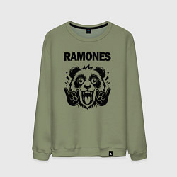 Свитшот хлопковый мужской Ramones - rock panda, цвет: авокадо