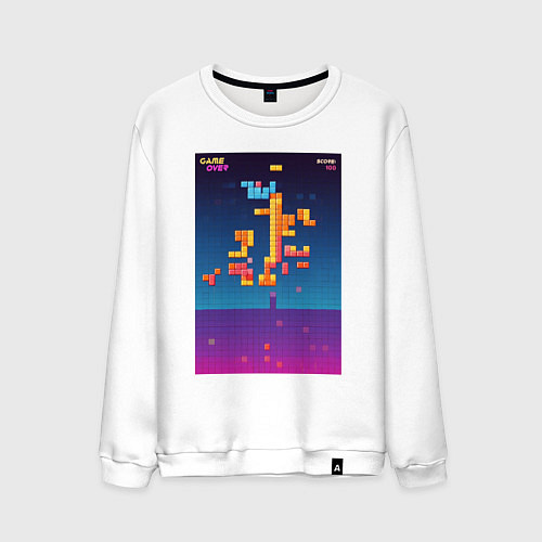 Мужской свитшот Синтвейв тетрис / Белый – фото 1