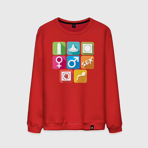 Мужской свитшот Значки секса / Красный – фото 1
