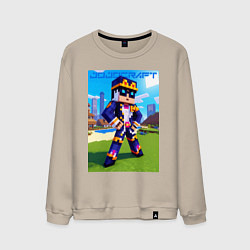 Свитшот хлопковый мужской Jotaro Kujo and Minecraft - collaboration, цвет: миндальный