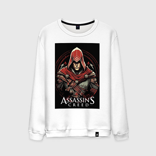 Мужской свитшот Assassins creed профиль игрока / Белый – фото 1