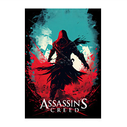 Свитшот хлопковый мужской Assassins creed red blue abstract, цвет: белый — фото 2