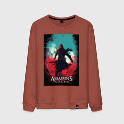 Мужской свитшот Assassins creed red blue abstract