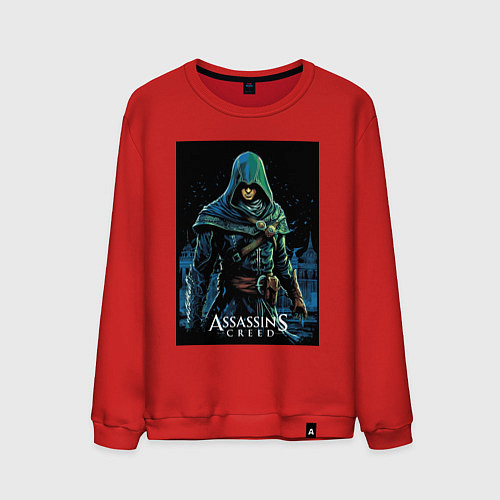 Мужской свитшот Assassins creed в капюшоне / Красный – фото 1
