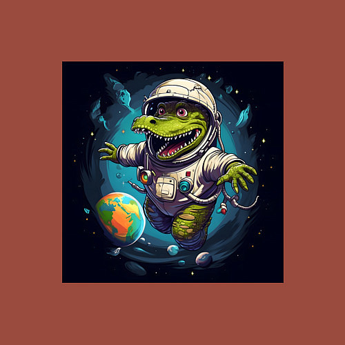Мужской свитшот Крокодил в космосе / Кирпичный – фото 3