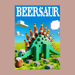 Свитшот хлопковый мужской Пивозавр в стиле Майнкрафт - нейросеть, цвет: пыльно-розовый — фото 2