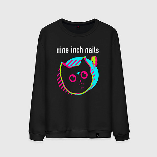 Мужской свитшот Nine Inch Nails rock star cat / Черный – фото 1