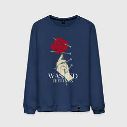 Свитшот хлопковый мужской Растраченные чувства, цвет: тёмно-синий