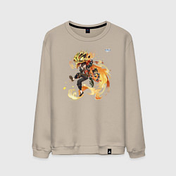 Свитшот хлопковый мужской Ип Ка Мин из Геншин Импакт, цвет: миндальный