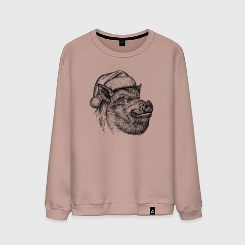 Мужской свитшот Кабан новогодний / Пыльно-розовый – фото 1