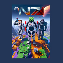 Свитшот хлопковый мужской Mass effect and Minecraft - ai art collaboration, цвет: тёмно-синий — фото 2