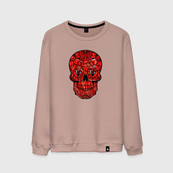 Свитшот хлопковый мужской Red decorative skull, цвет: пыльно-розовый