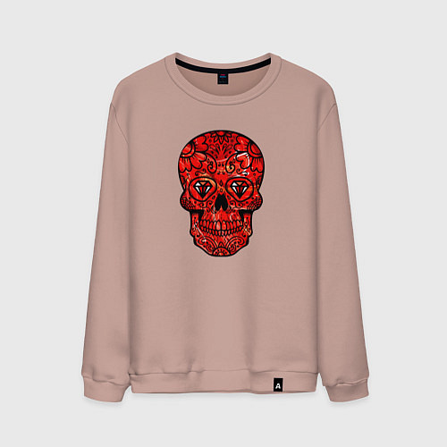 Мужской свитшот Red decorative skull / Пыльно-розовый – фото 1