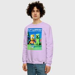 Свитшот хлопковый мужской Bart and Creeper - collaboration ai art, цвет: лаванда — фото 2