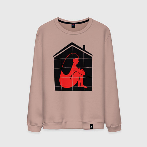 Мужской свитшот Сижу дома / Пыльно-розовый – фото 1