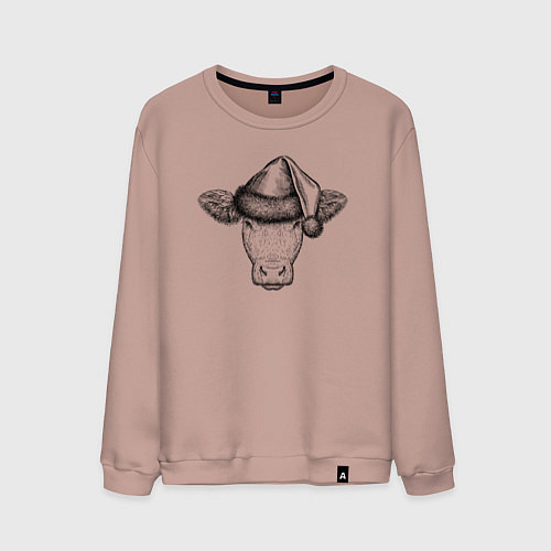 Мужской свитшот Буренка новогодняя / Пыльно-розовый – фото 1