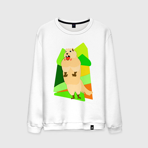 Мужской свитшот Кричит суслик / Белый – фото 1